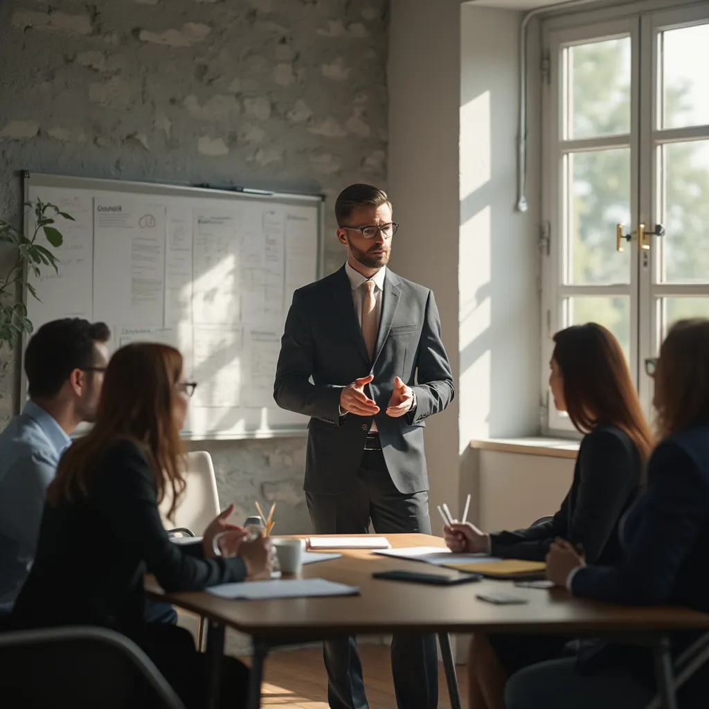 Conférencier lors d'un séminaire d'entreprise